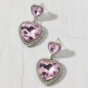 NEW UO Isabella Pink Crystal Heart Dangle Earrings